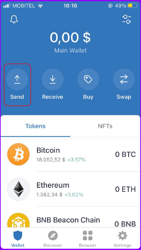 Withdraw from wallet