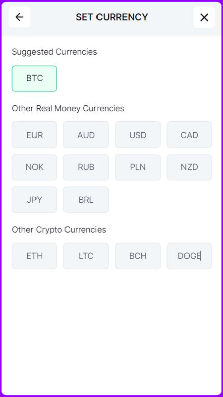 Display currency