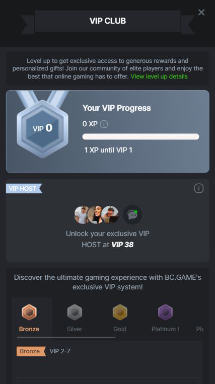 BC.Game's vip section